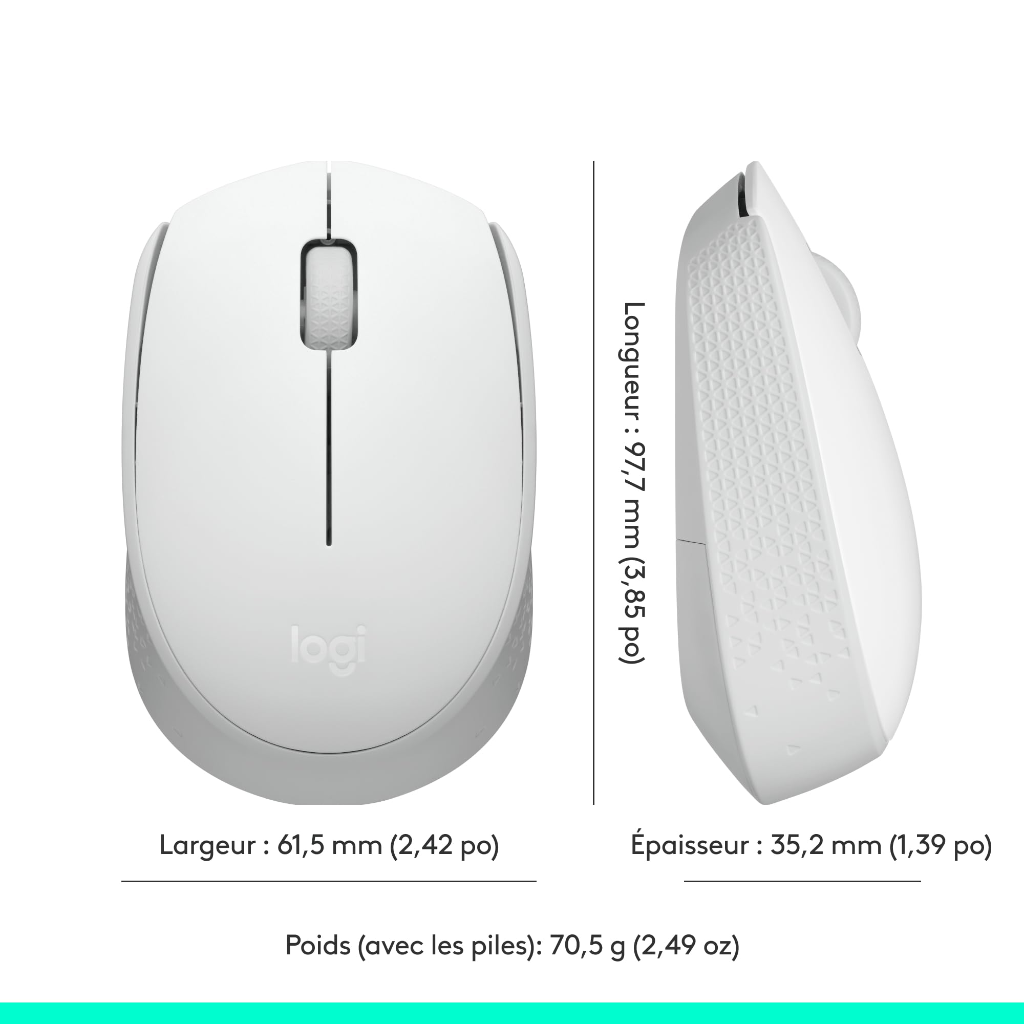 LOGITECH M171 Mouse right and left-handed optical 3 buttons wireless 2.4 GHz USB wireless receiver off-white