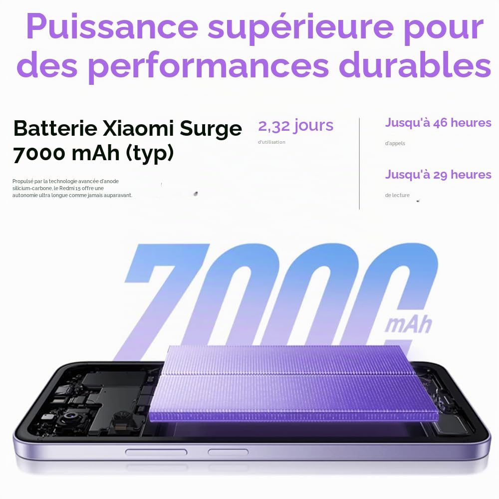 Xiaomi Redmi 15 4G (6.9''- NFC - 256 Go, 8 Go RAM) Noir