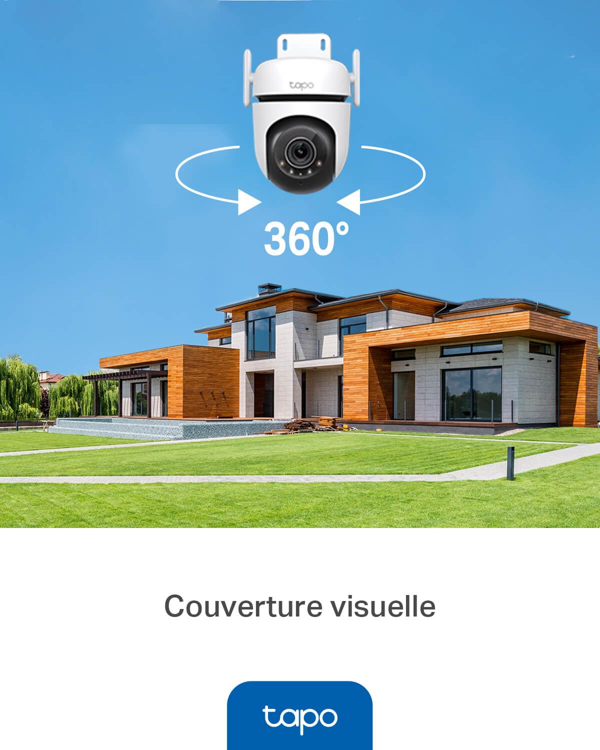 TP-LINK Outdoor Pan/Tilt Security Wi-Fi Camera 2K QHD 2560x1440 2.4GHz 2T2R 2x External Antennas 1x Ethernet Port
