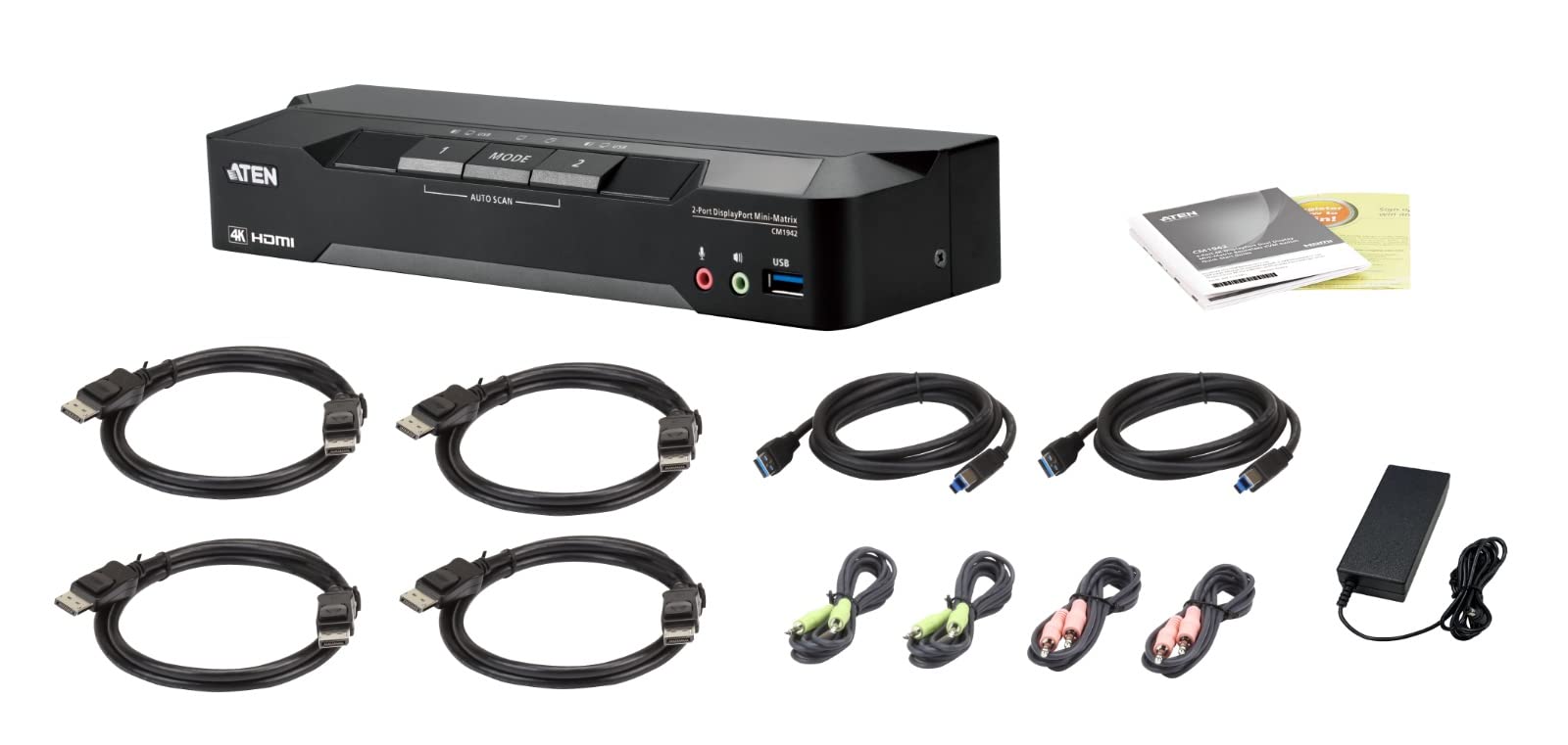 ATEN CM1942 KVM Matrice Double écran DisplayPort 4k / USB 3.1 / Audio - 2 ports