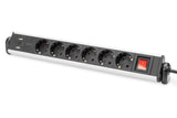 Digitus DA-70624 multiprise 1,5 m 6 sortie(s) CA Intérieure Noir, Argent