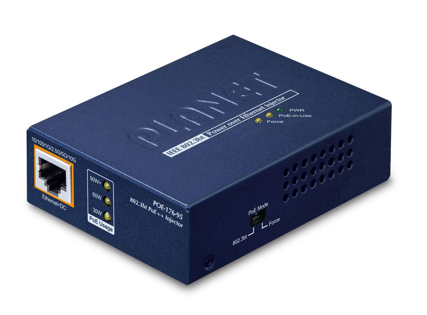 PLANET Single-Port 10Gbps 802.3bt Connexion Ethernet, supportant l'alimentation via ce port (PoE) Bleu