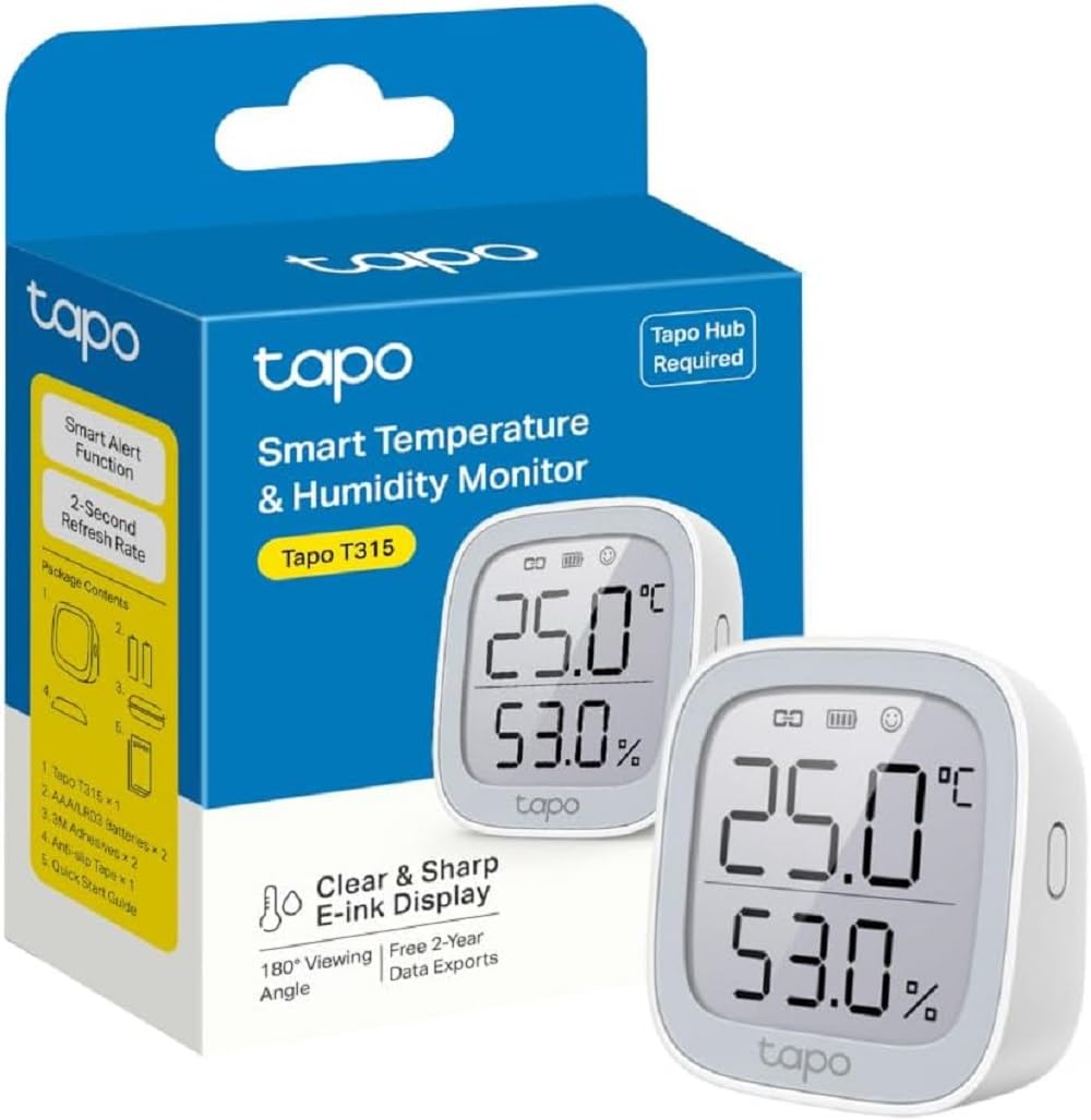TP-LINK Smart Temperature and Humidity Monitor 868MHz Battery Powered 2xAAA 2.7inch E-ink display