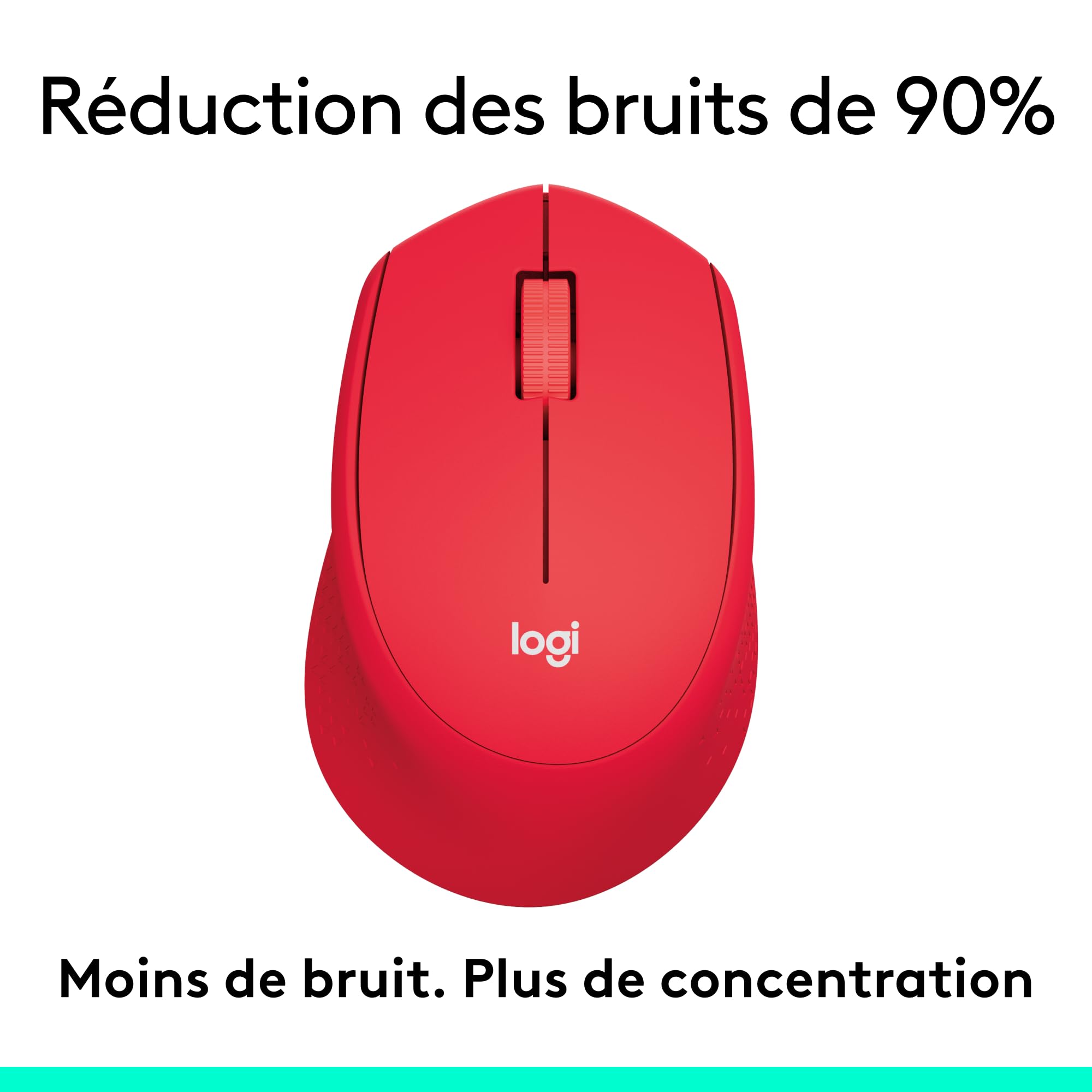 LOGITECH M330 SILENT PLUS Mouse 3 buttons wireless 2.4 GHz USB wireless receiver red