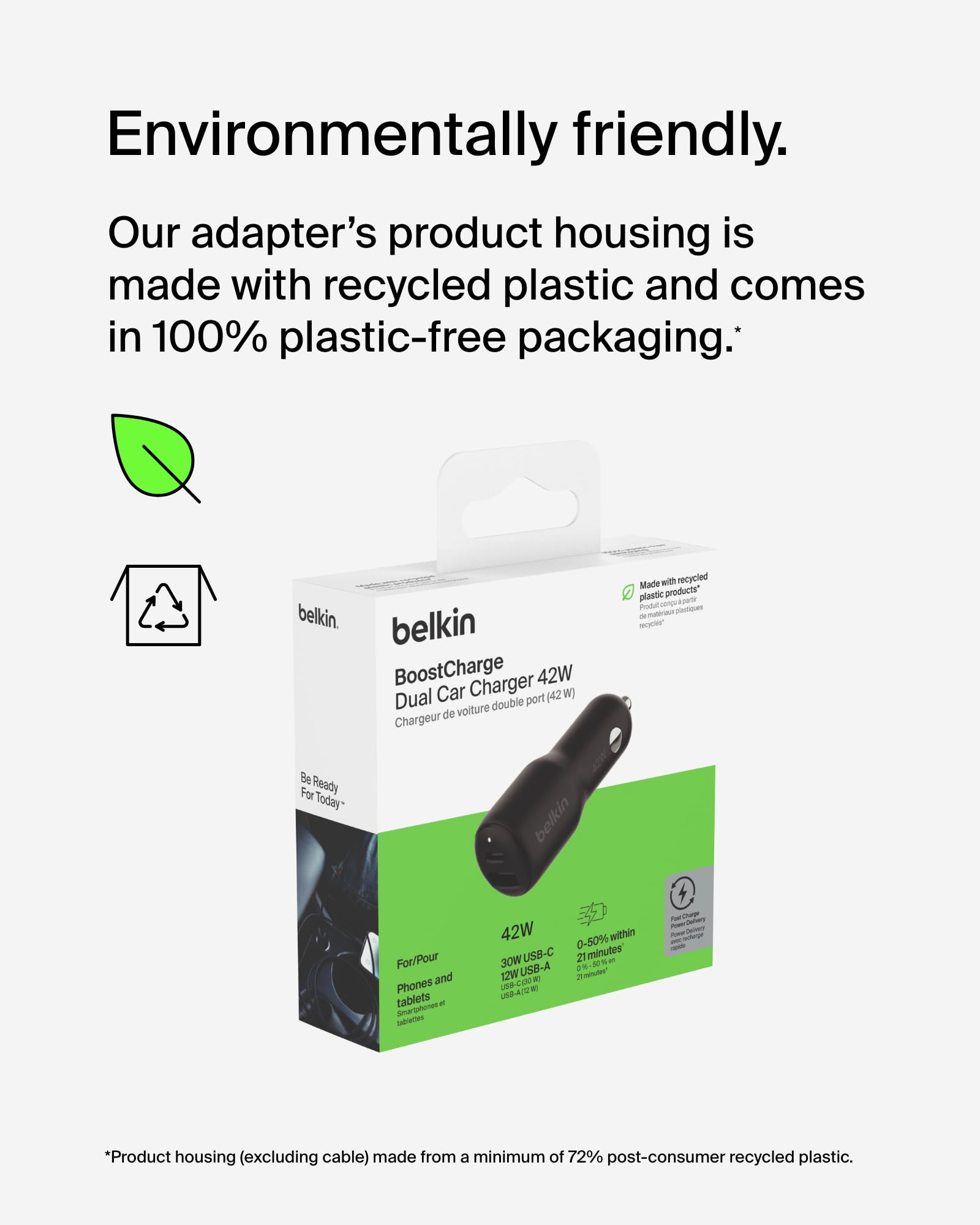 BELKIN Boost Charge 42w - 30w USB-C PD PPS + 12w USB-A Car Charger