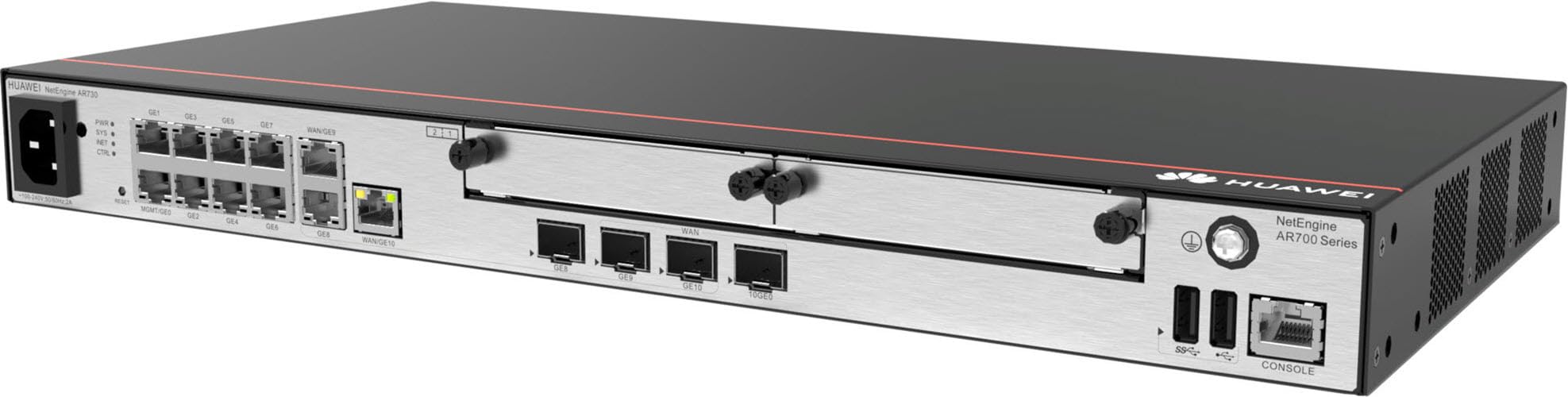Huawei Router NetEngine AR730, 2*GE combo WAN, 1*10GE(SFP+) WAN, 8*GE LAN, 1*GE combo LAN, 2*USB 2.0, 2*SIC