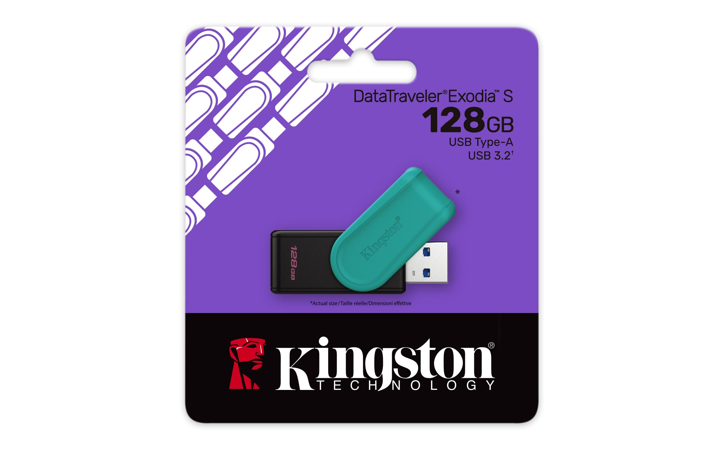 KINGSTON 128Go Portable USB 3.2 Gen 1 DataTraveler Exodia S Black/Turquoise