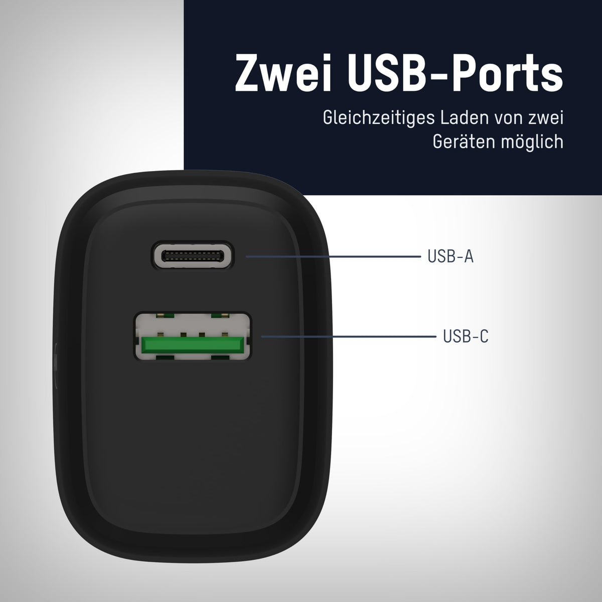 CHARGEUR SECTEUR 1 PORT USB Type-A QC + 1 PORT USB Type-C PD NOIR
