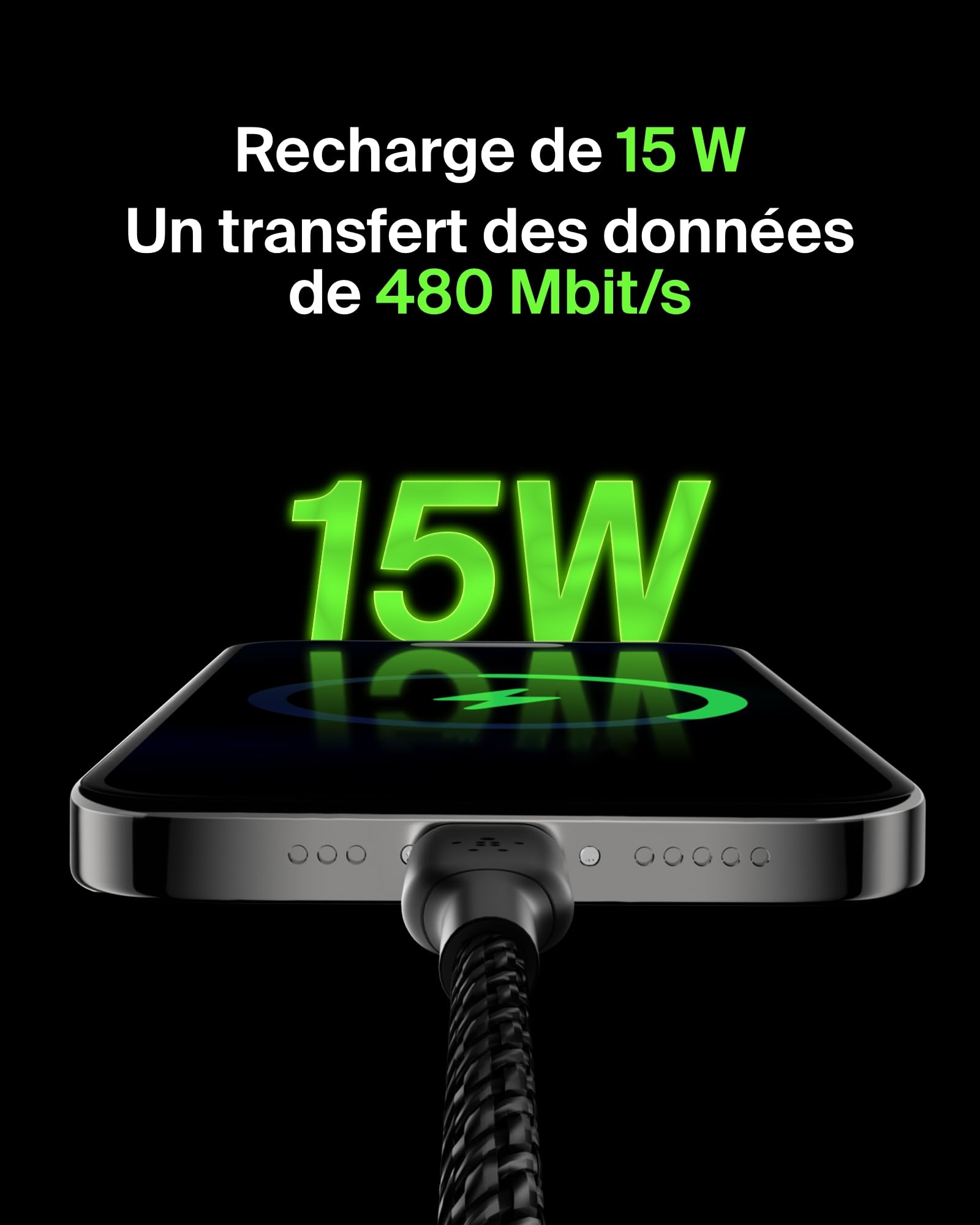 BELKIN BOOST CHARGE USB-A to USB-C Cable Braided 0.15M Black