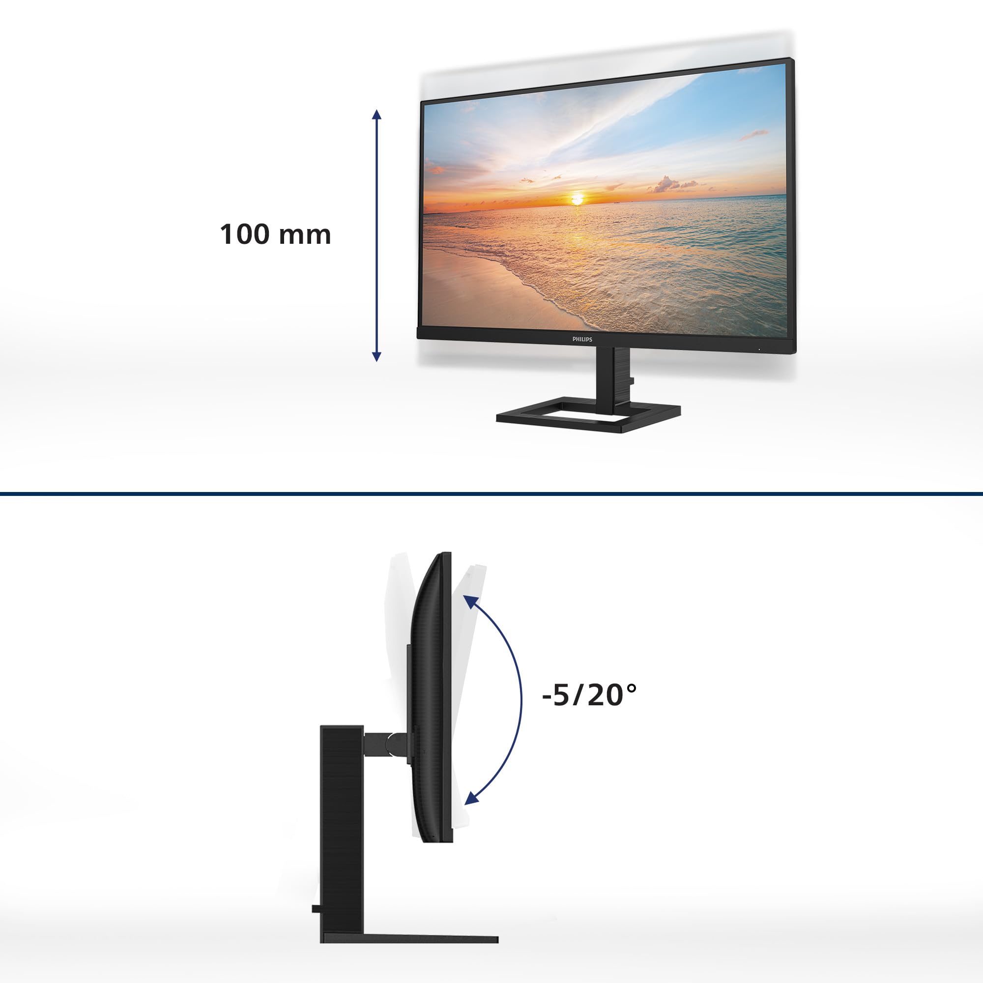 PHILIPS 27E1N1900AE/00 27p IPS 4K UHD 60Hz 350cd/m2 4ms 2xHDMI2.0 USB Type C PD65W USB HUB Speakers Height Adj.