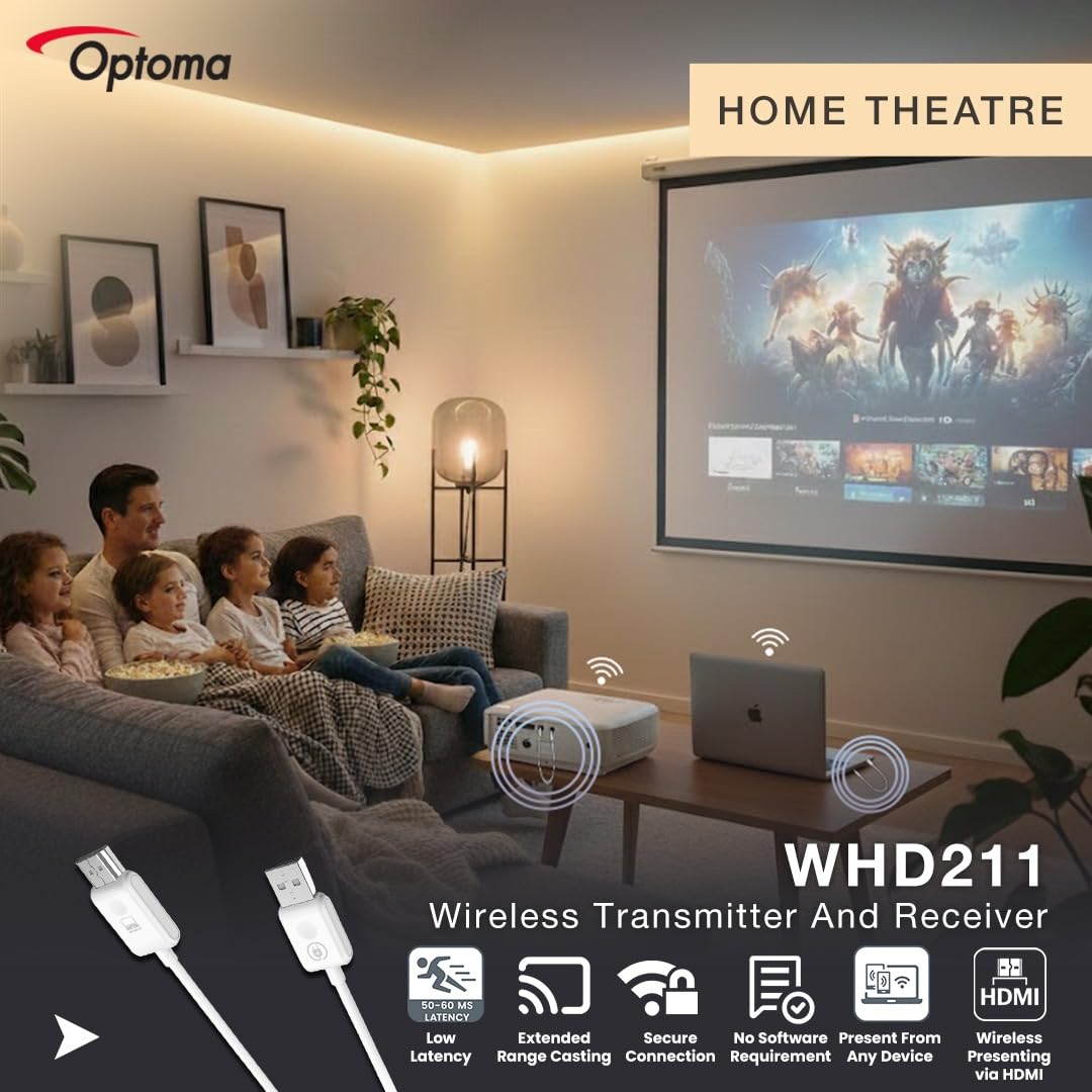 OPTOMA WHD221 USB-C wireless transmitter and receiver 50-60ms speed 20m range 5GHz