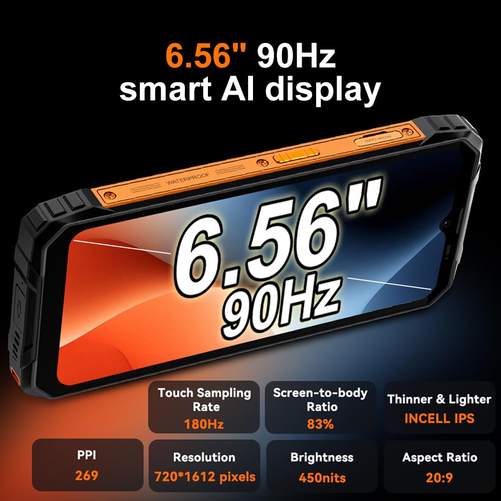 Blackview FORT 1 (6.56'' -  NFC - 128 Go, 4 Go de RAM - 10000mAh) Orange