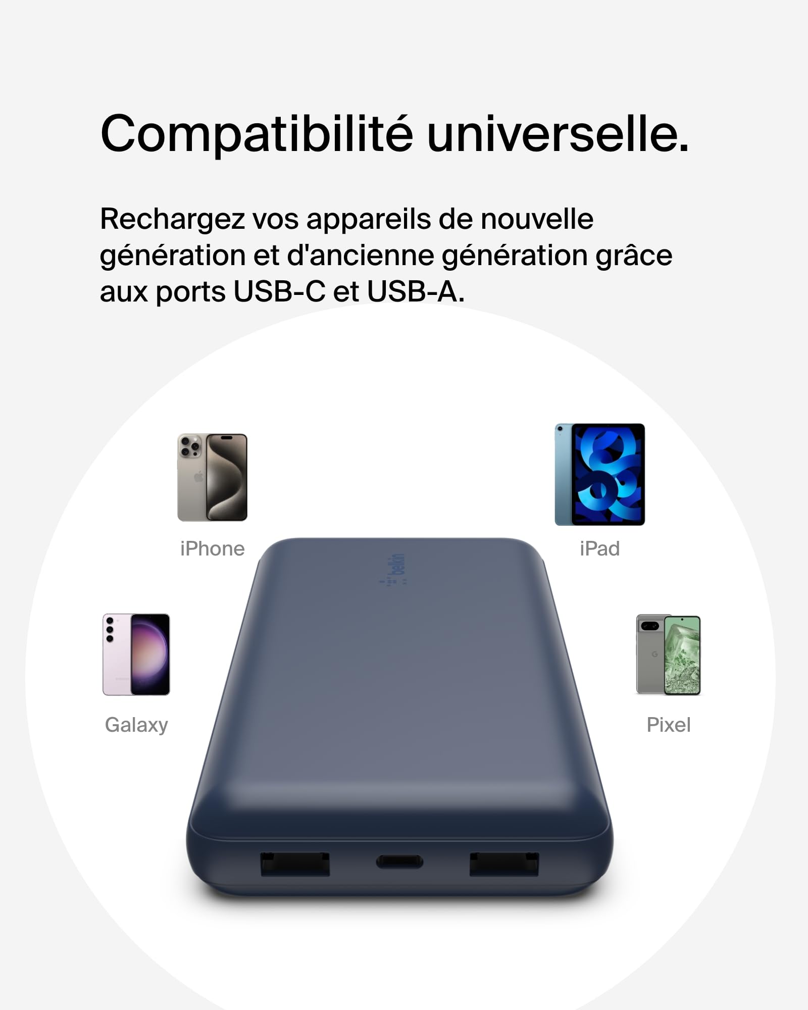 BELKIN Powerbank 20K 15W USB-C + 2 USB-A Bleu