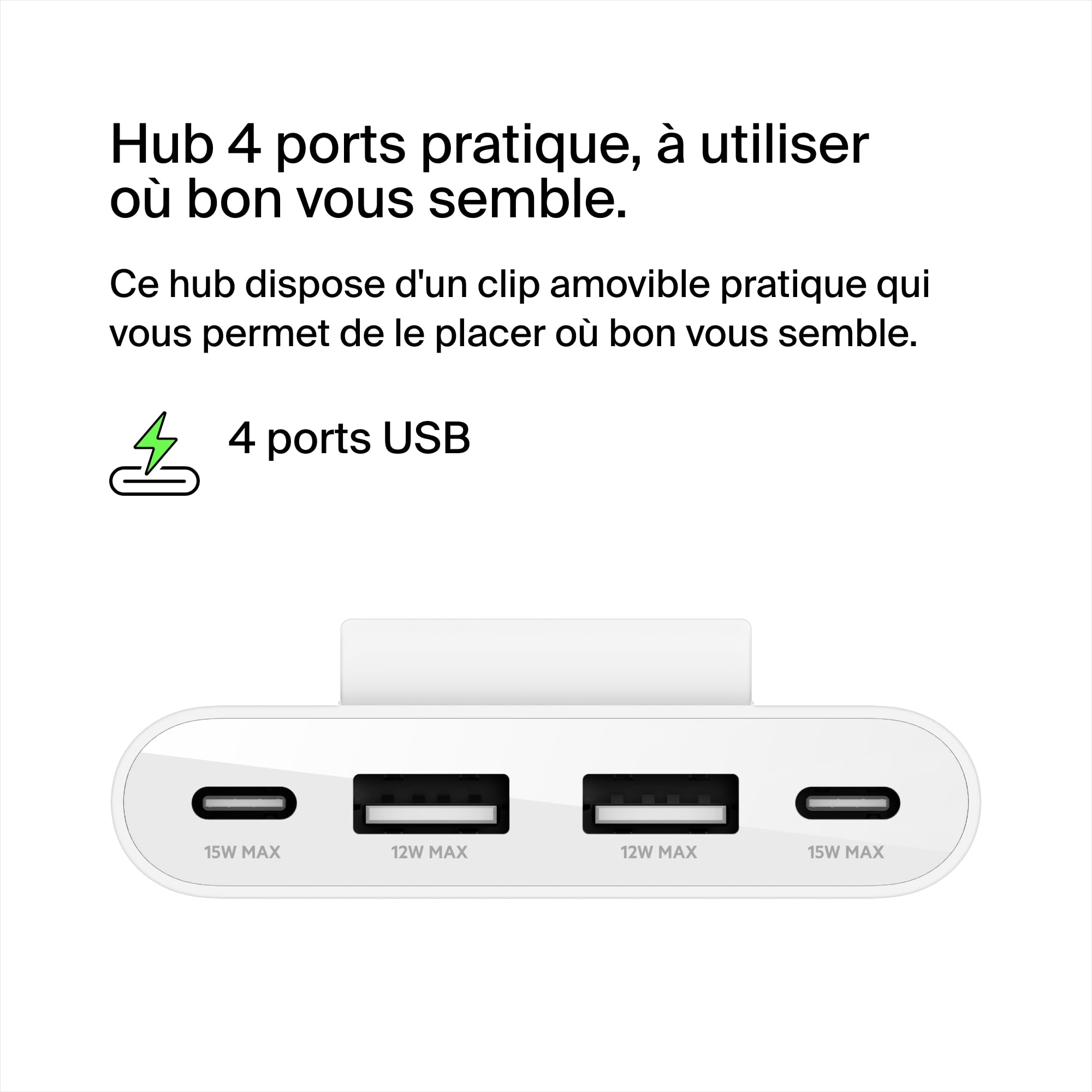 BELKIN BOOST CHARGE up to 30w 2xC + 2xA 4 Port Power Extender White