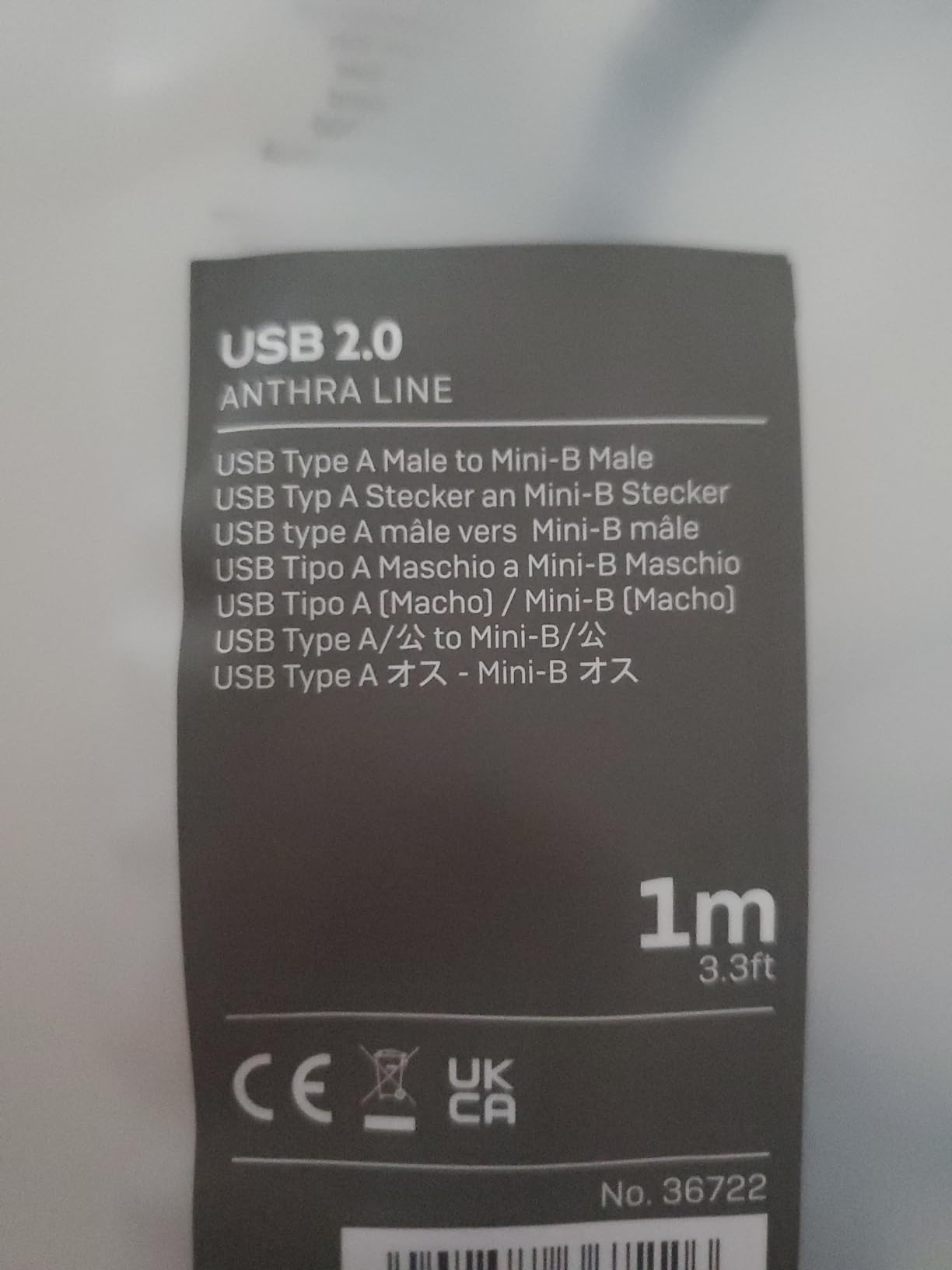 LINDY Câble USB 2.0 type A vers Mini-B Anthra Line 0.5m