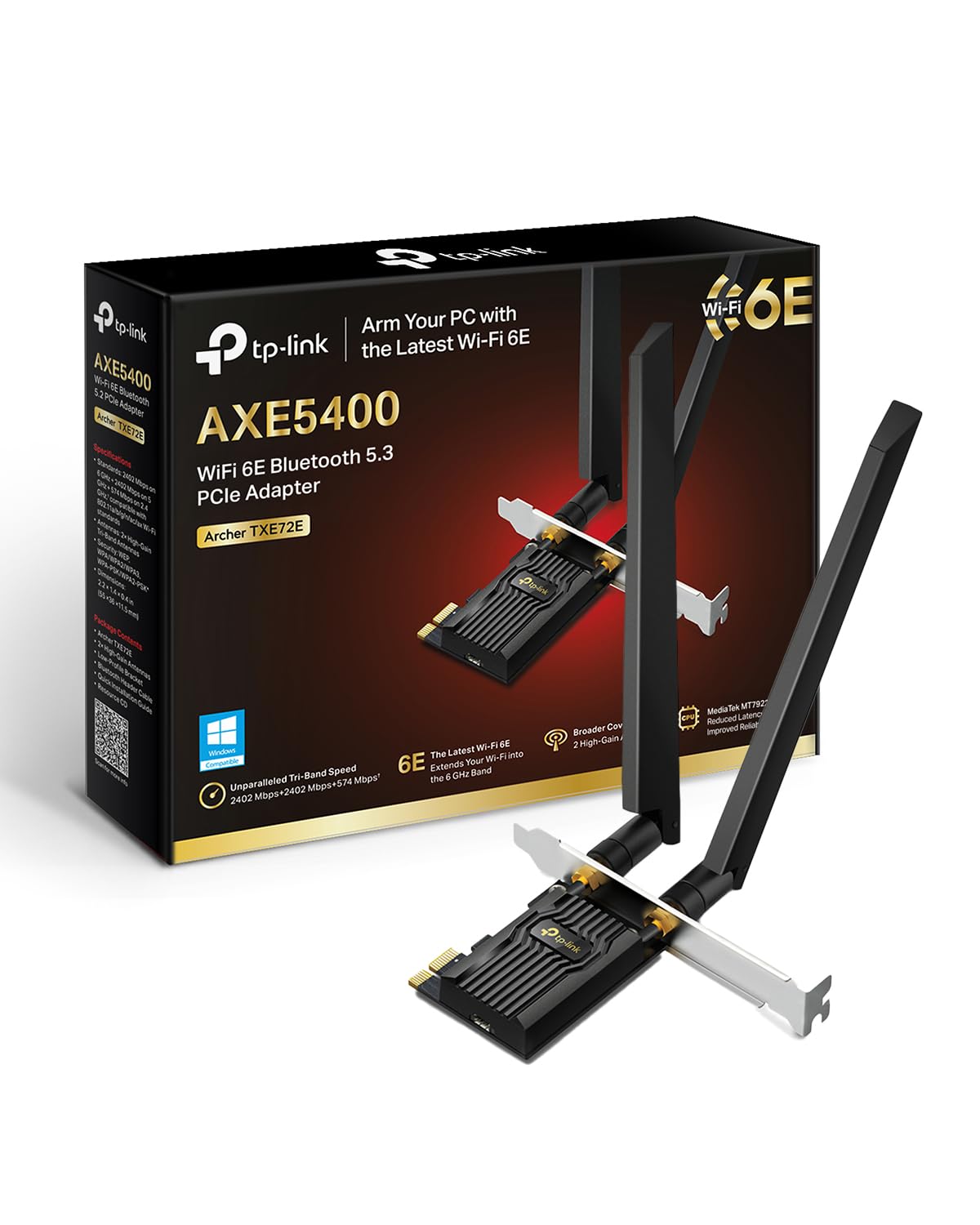 TP-LINK AXE5400 Tri-Band Wi-Fi 6E Bluetooth PCI Express Adapter