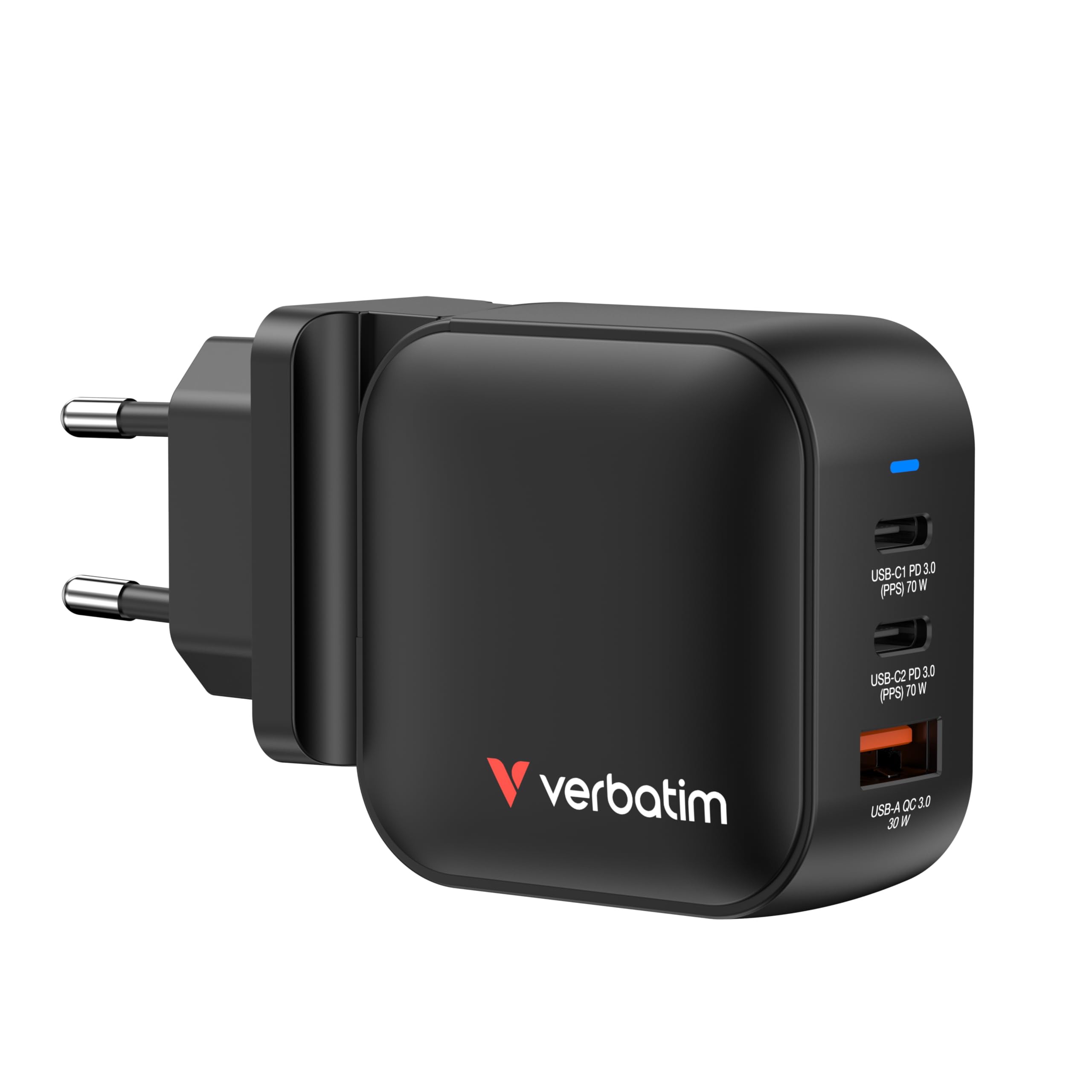 VERBATIM MINI GAN CHARGER 70W 3 PORT US/EU/UK ADP WCF (P)