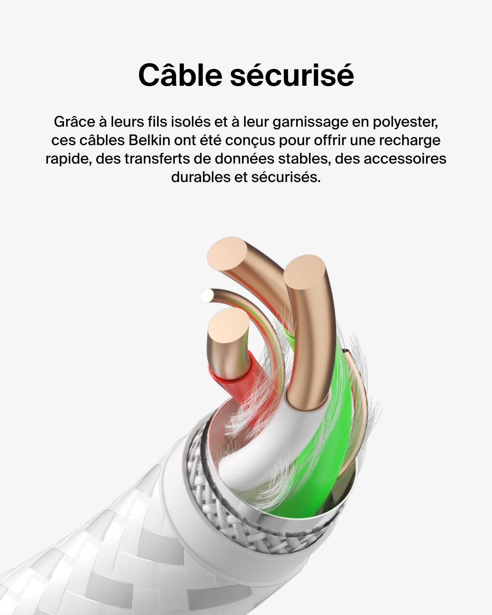 BELKIN BOOST CHARGE USB-A to USB-C Cable Braided 0.15M White