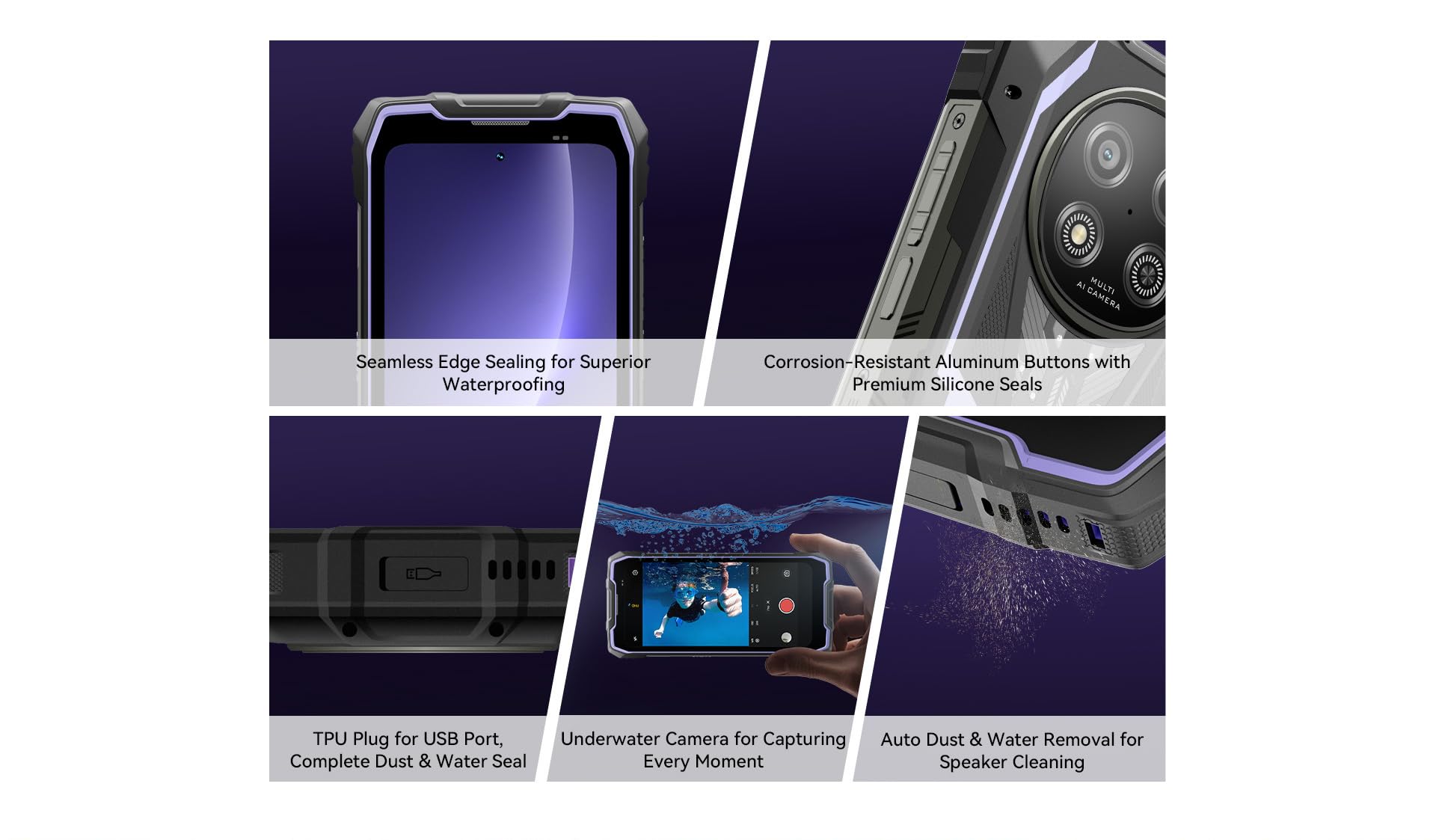 Blackview Rock 2 (NFC - 6.67'' - 256 Go, 8 Go RAM - 15000mAh) Violet