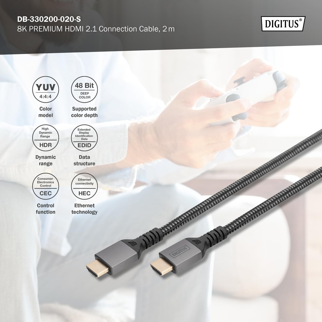 Digitus DB-330200-020-S câble HDMI 2 m HDMI Type A (Standard) Noir