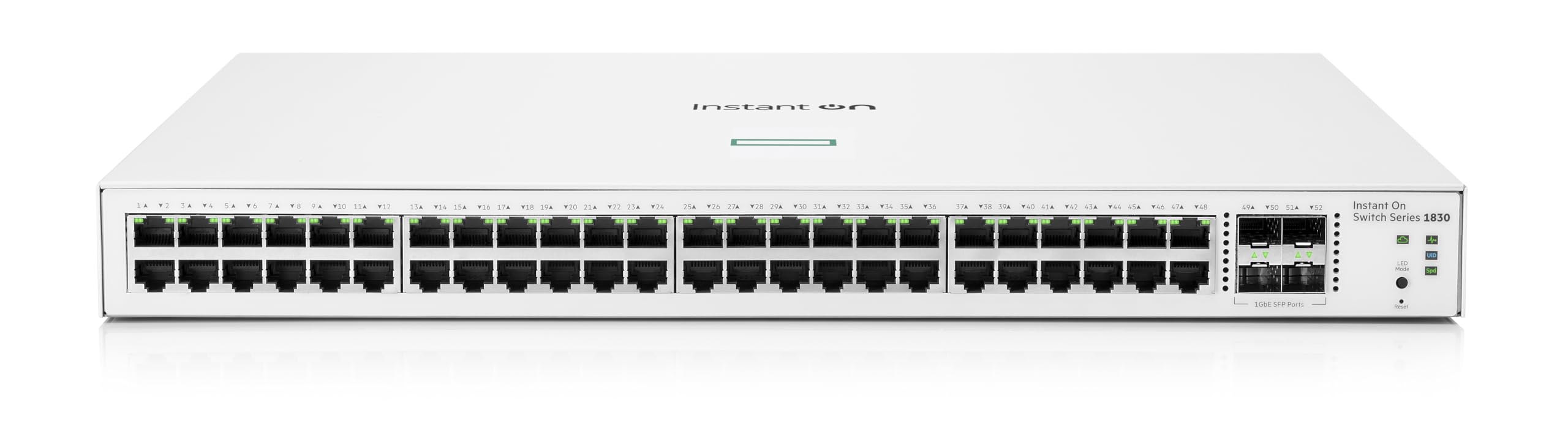 HPE Networking Instant On 1830 48G 4SFP Switch Commutateur intelligent 48 x 10/100/1000 + 4 x Gigabit SFP de bureau