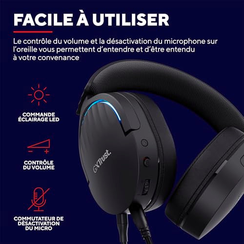 TRUST Casque micro FAYZO 7.1 USB pour PC & Console - Black