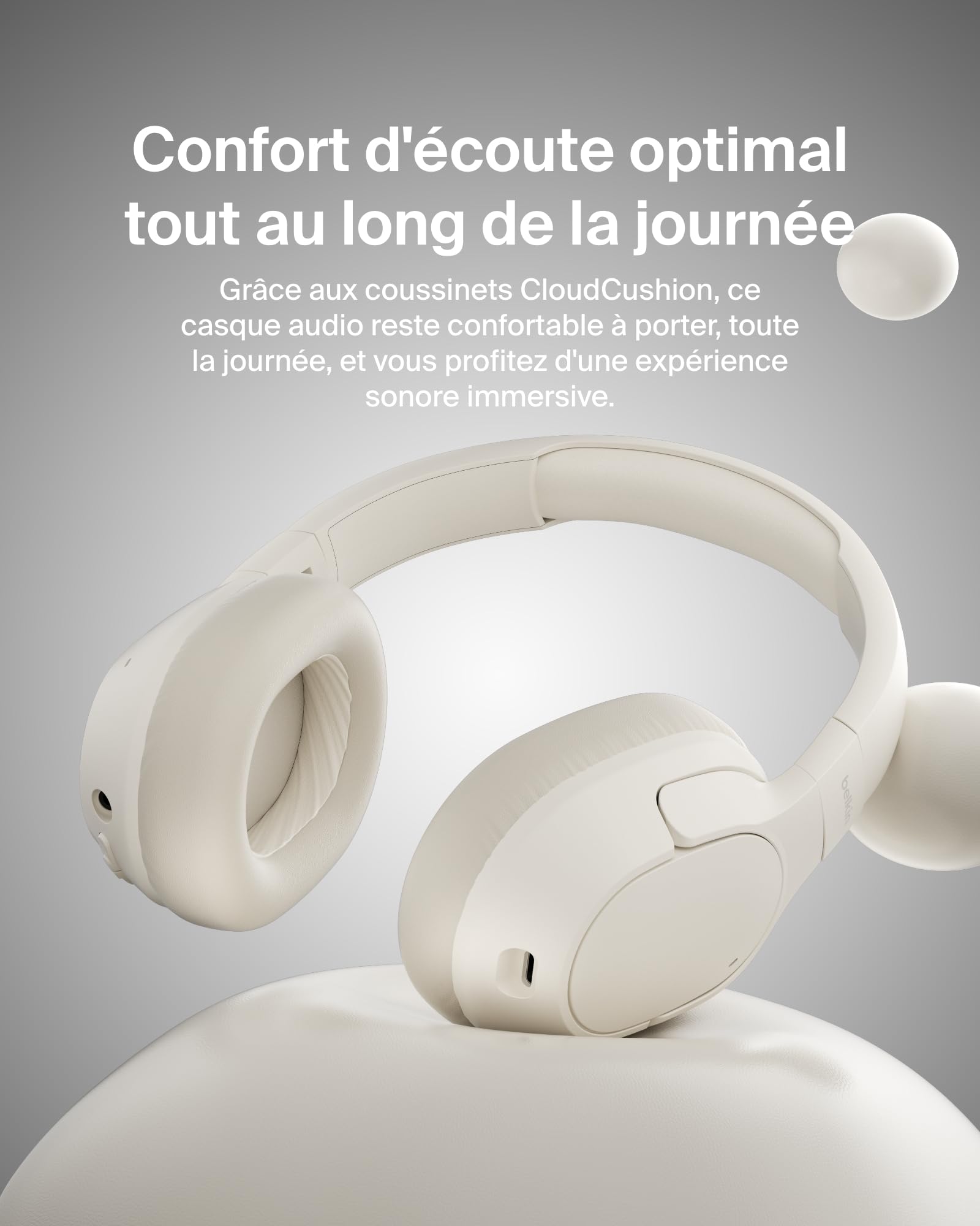 BELKIN SOUNDFORM ISOLATE NOISE CANCELLING HEADPHONES SAND