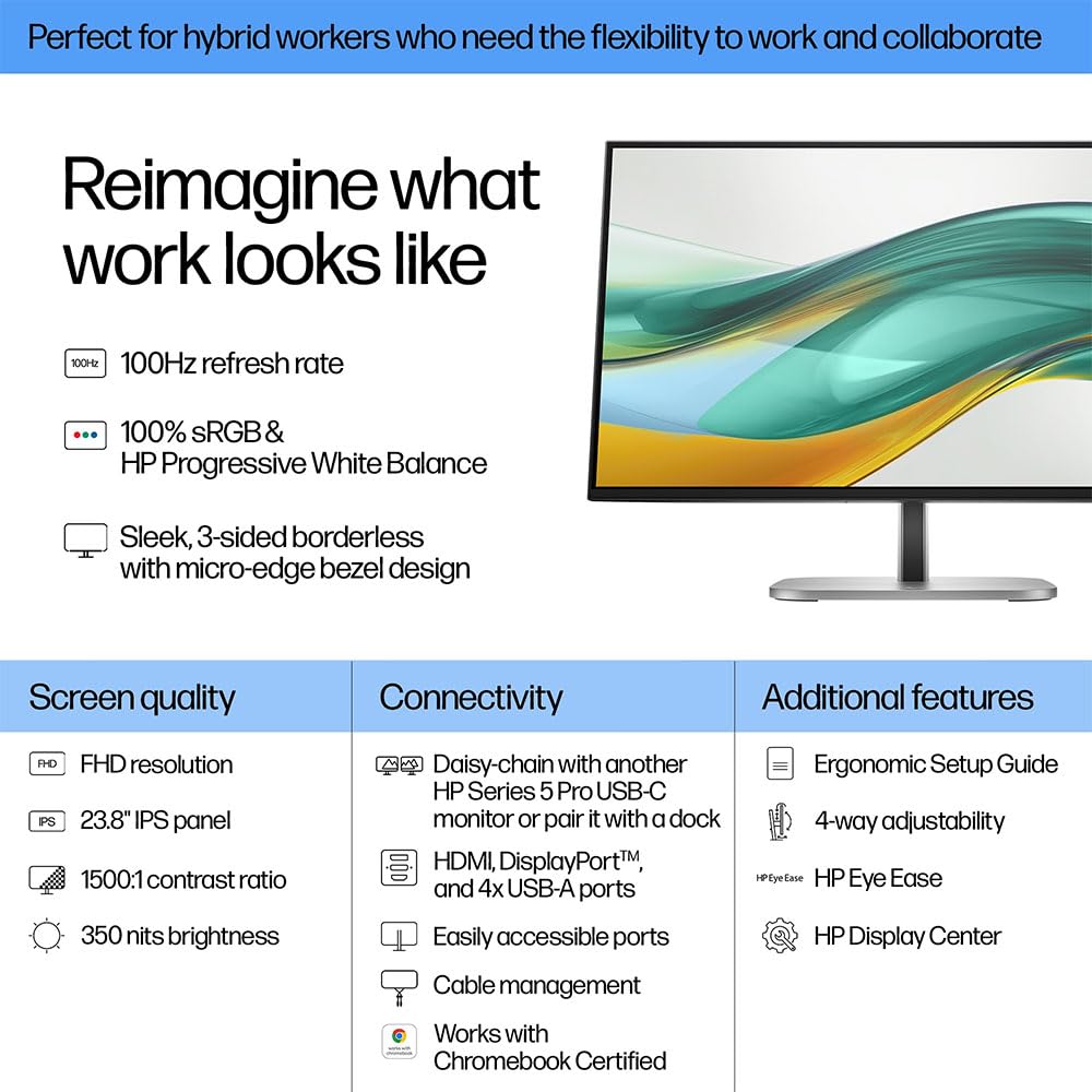HP Écran Series 5 Pro - 524pf FHD 23.8p 1920 x 1080 HDMI DP  3/3/0
