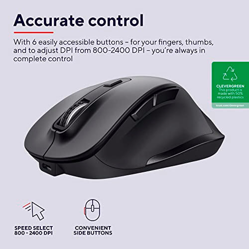 TRUST Souris sans fil FYDA rechargeable - Noire