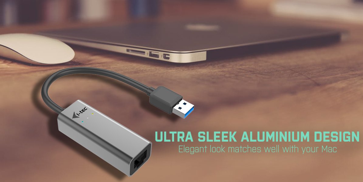 I-TEC USB 3.0 Metal Gigabit Ethernet Adapter 1xUSB 3.0 to RJ-45 LED for Notebook Tablet PC Windows Mac Linux Android