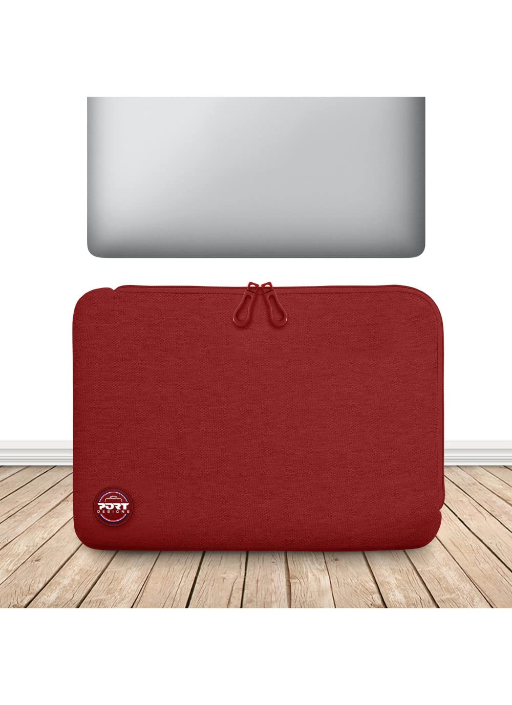 PORT DESIGNS Trendy Cotton Neoprene Laptop Sleeve 15.6p L-shaped opening for easy access Stretchy cotton neoprene material Grey