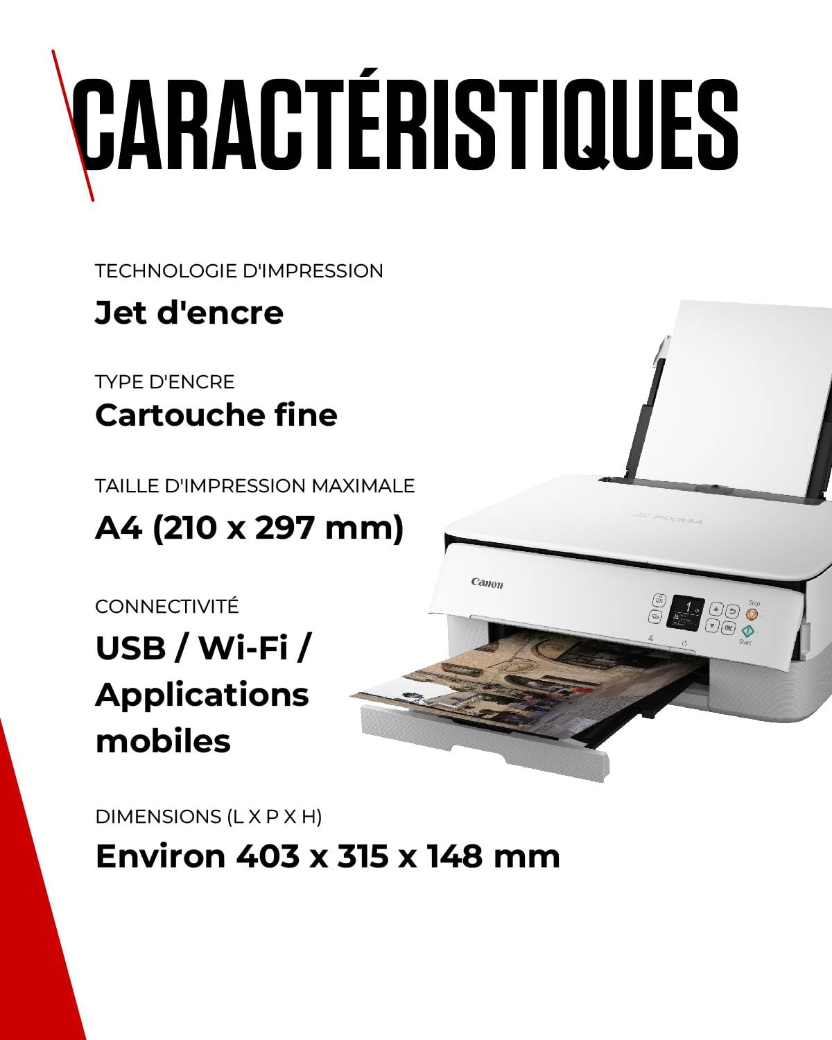 Canon Pixma TS5351i - appareil multifonction a jet d'encre - numérisation, copie, 1200x4800 DPI A4, Wi-Fi, AirPrint