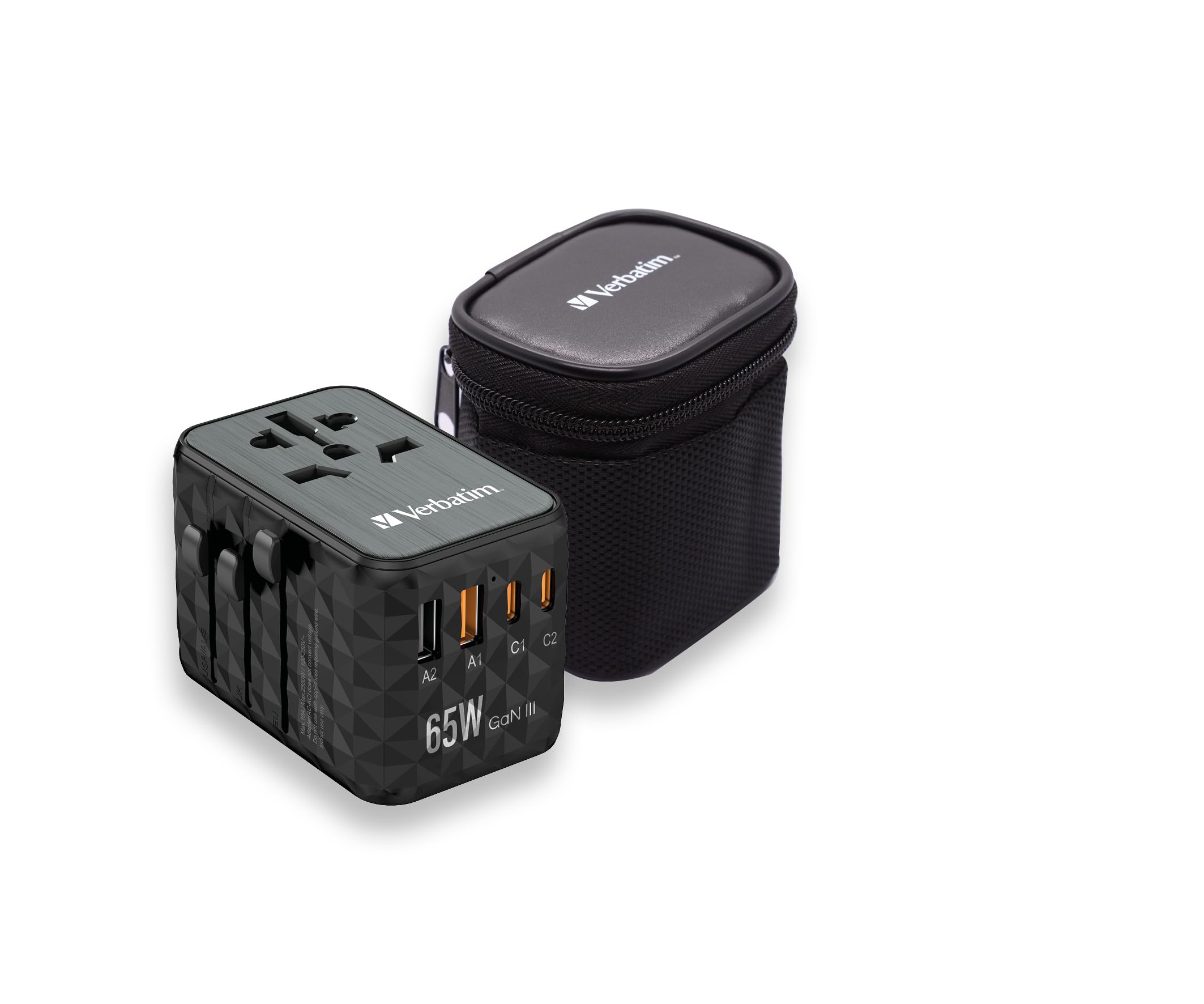 VERBATIM GAN III UNIVERSAL TRAVEL ADAPTER UTA-05 WITH 2 X USB-C PD 65W & QC 4+ / 2 X USB-A WCF (P)