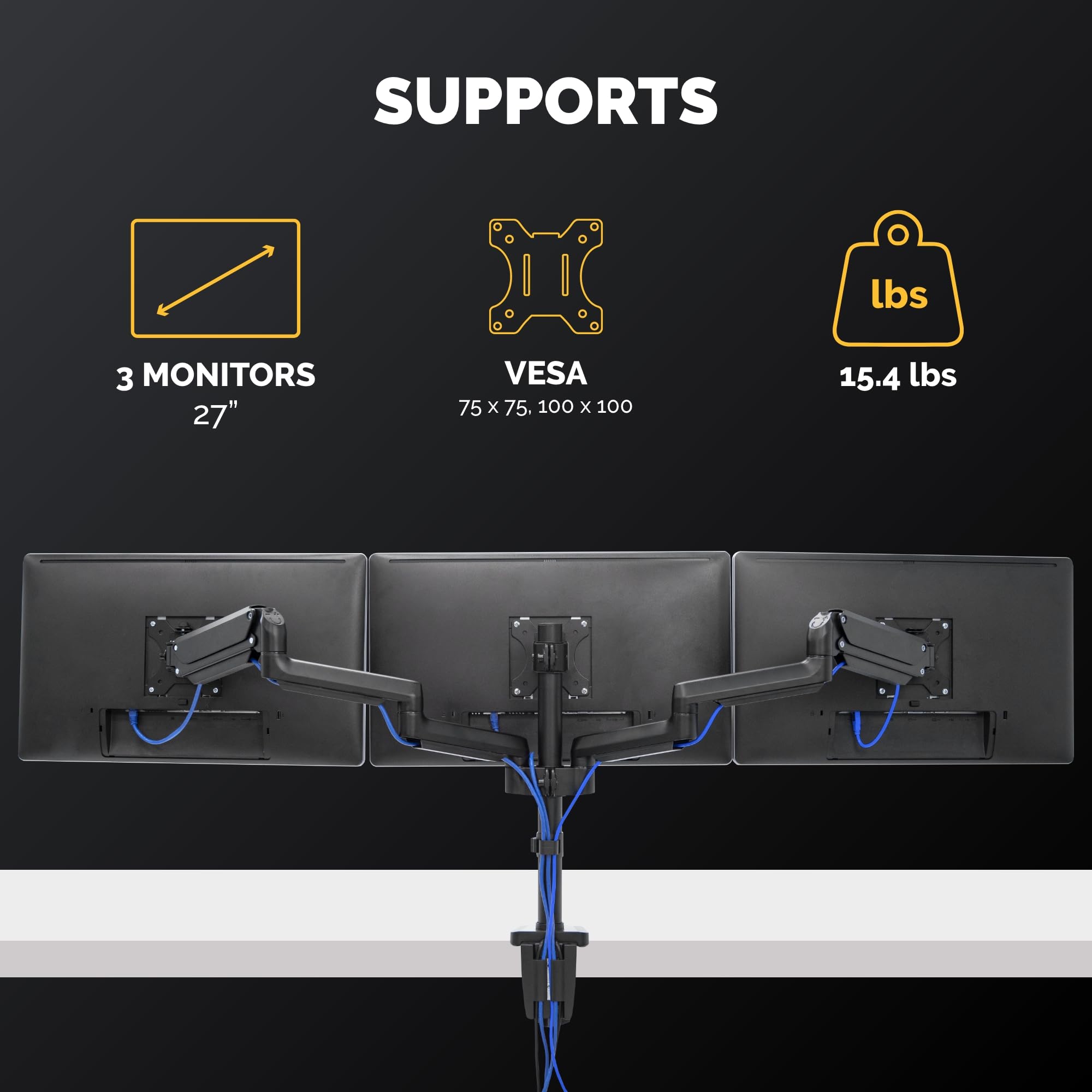 FELLOWES Bras porte-écrans triple Platinum Series
