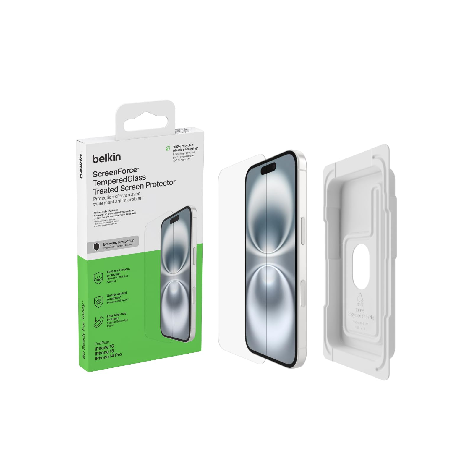 BELKIN ScreenForce Pro Tempered Glass AM Screen Protector - iPhone 16/15/14 Pro