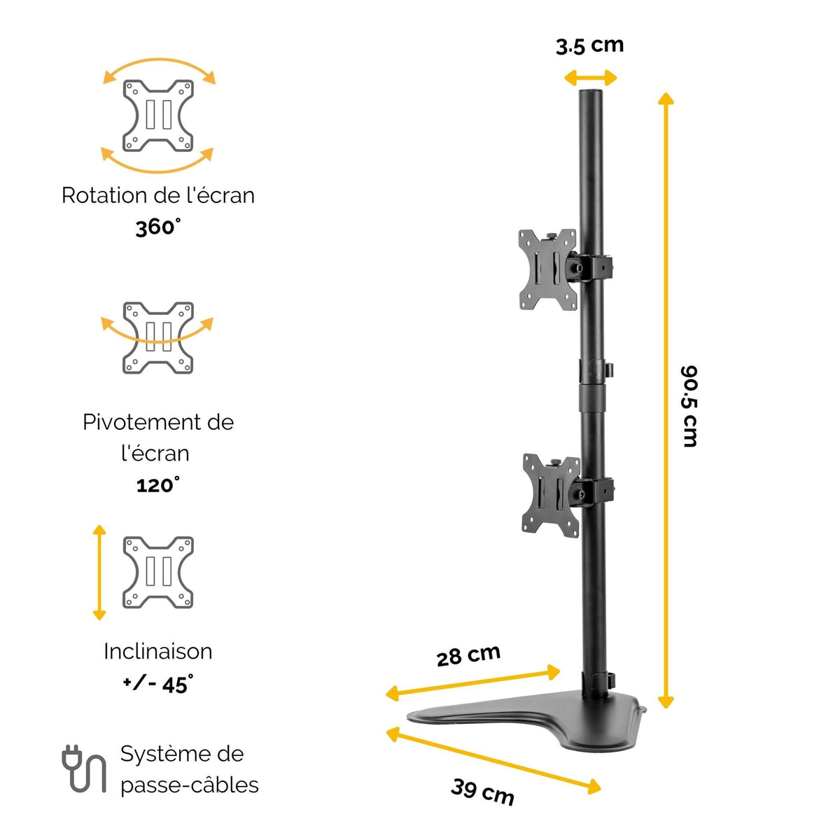 FELLOWES bras double vertical sur pied professional Serie