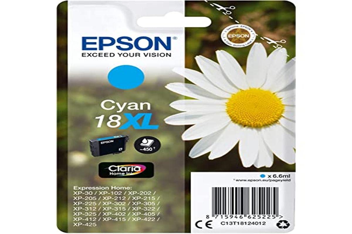 EPSON 1LB 18XL ink cartridge cyan high capacity 6.6ml 450 pages 1-pack RF-AM blister w/s