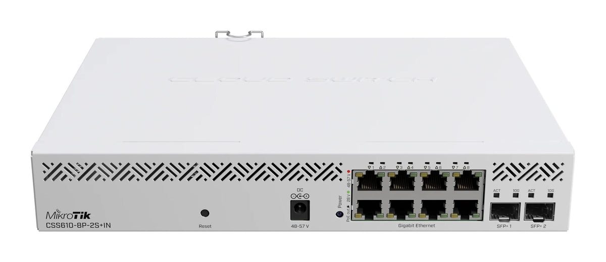 Mikrotik CSS610-8P-2S+IN commutateur réseau Géré Gigabit Ethernet (10/100/1000) Connexion Ethernet, supportant l'alimentation via ce port (PoE) Blanc