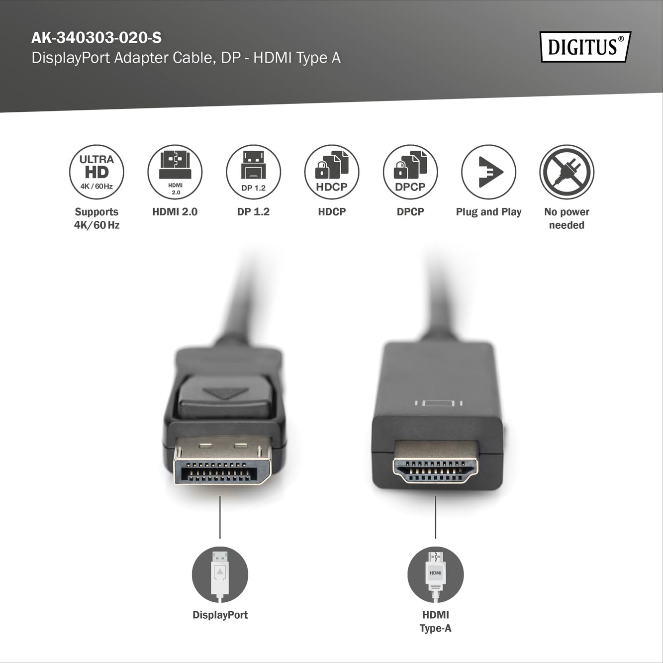 Digitus AK-340303-020-S câble vidéo et adaptateur 2 m HDMI Type A (Standard) Noir