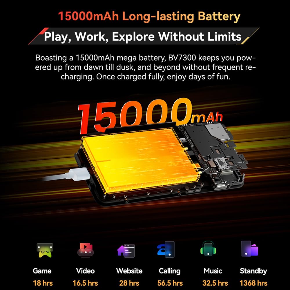 Blackview BV7300 (NFC - 6.67'' - 256 Go, 6 Go RAM - 15 000 mAh) Noir