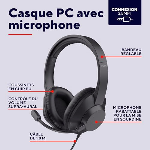 TRUST Casque-micro AYDA MAX pour ordinateur 35mm
