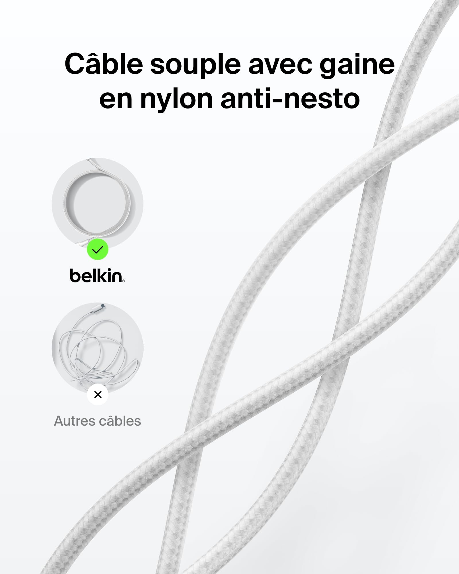 BELKIN USB-C TO USB-C 240W 2.0 BRAIDED PCR 1M WHITE