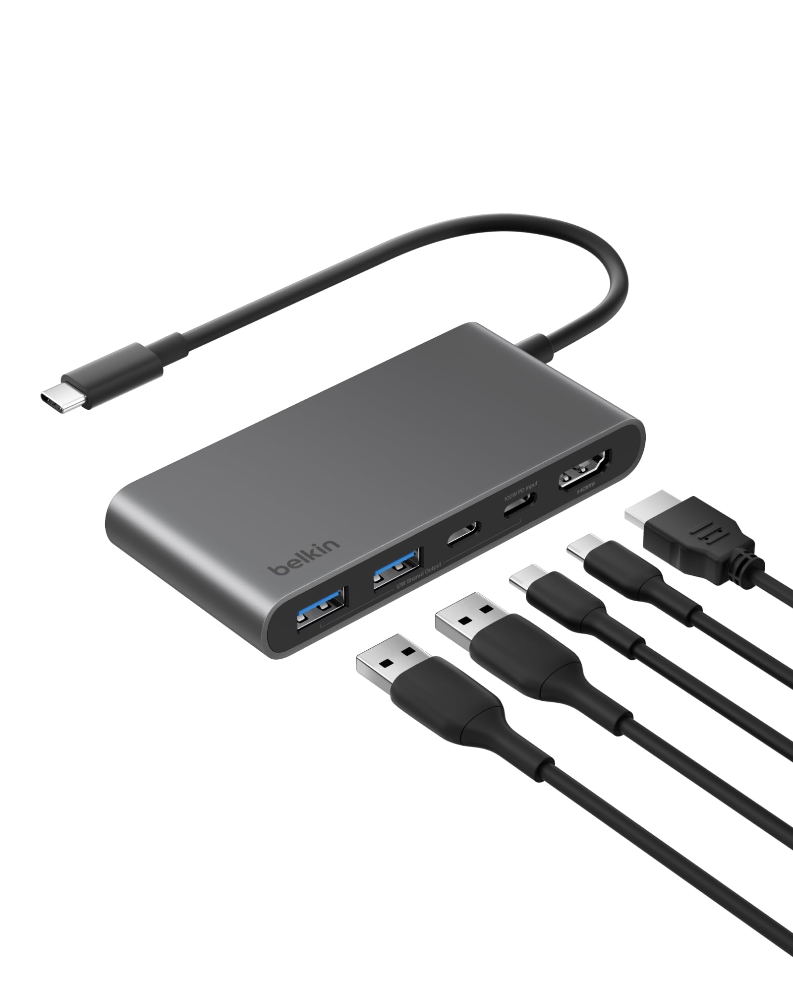 BELKIN Connect 5-in-1 USB-C Hub with Dual USB-C Ports - Silver