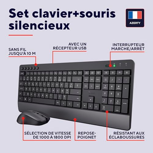 TRUST Pack clavier & souris sans fil TREZO (FR)