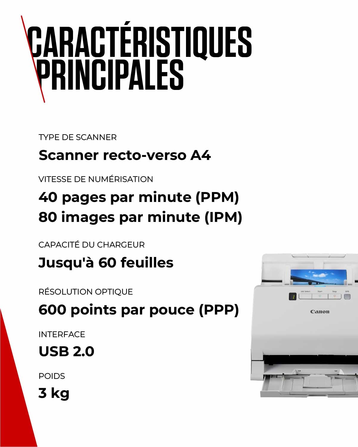 CANON imageFORMULA RS40 Photo and Document Scanner 40ppm mono 30ppm color