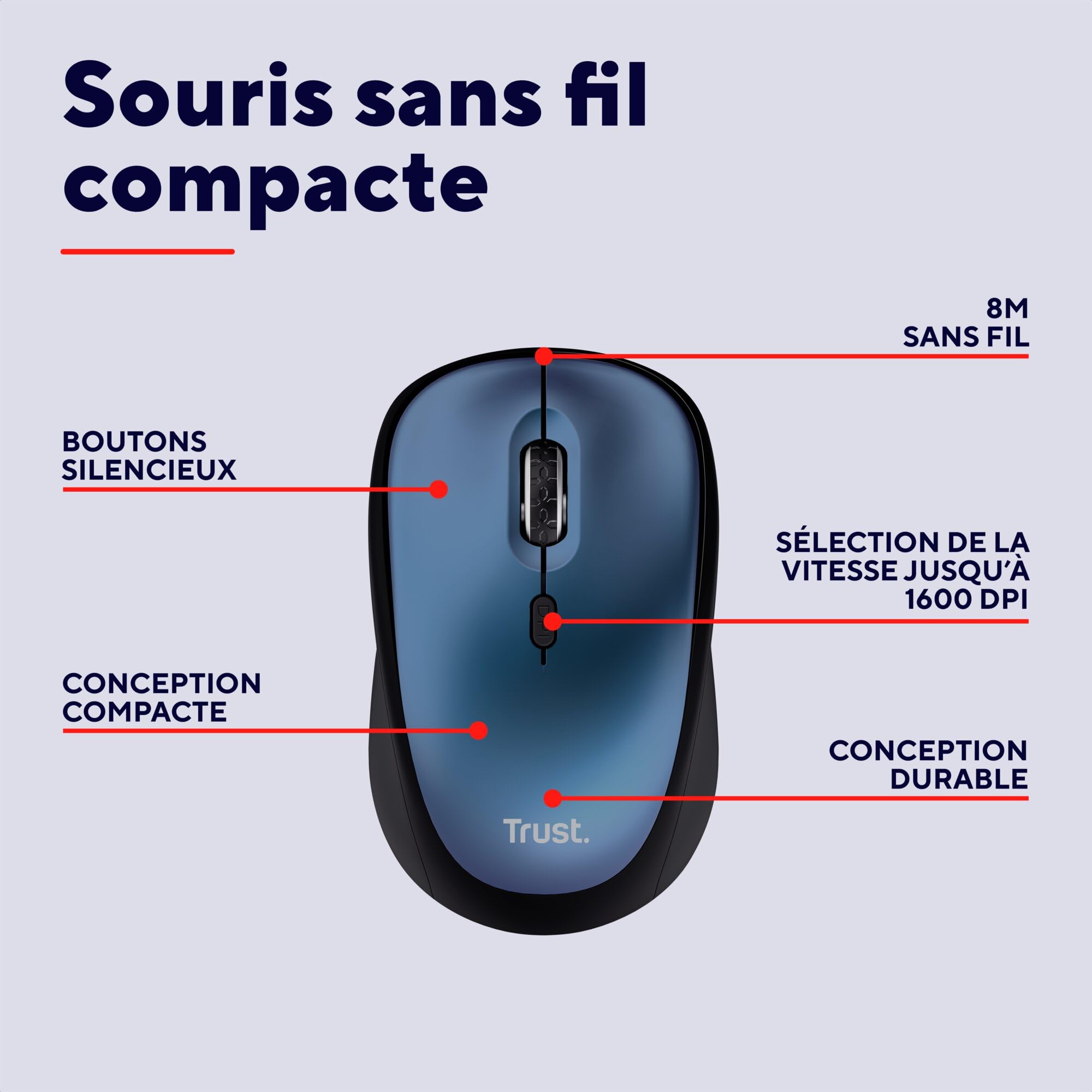 TRUST Souris sans fil compacte YVI+ ECO - Blue