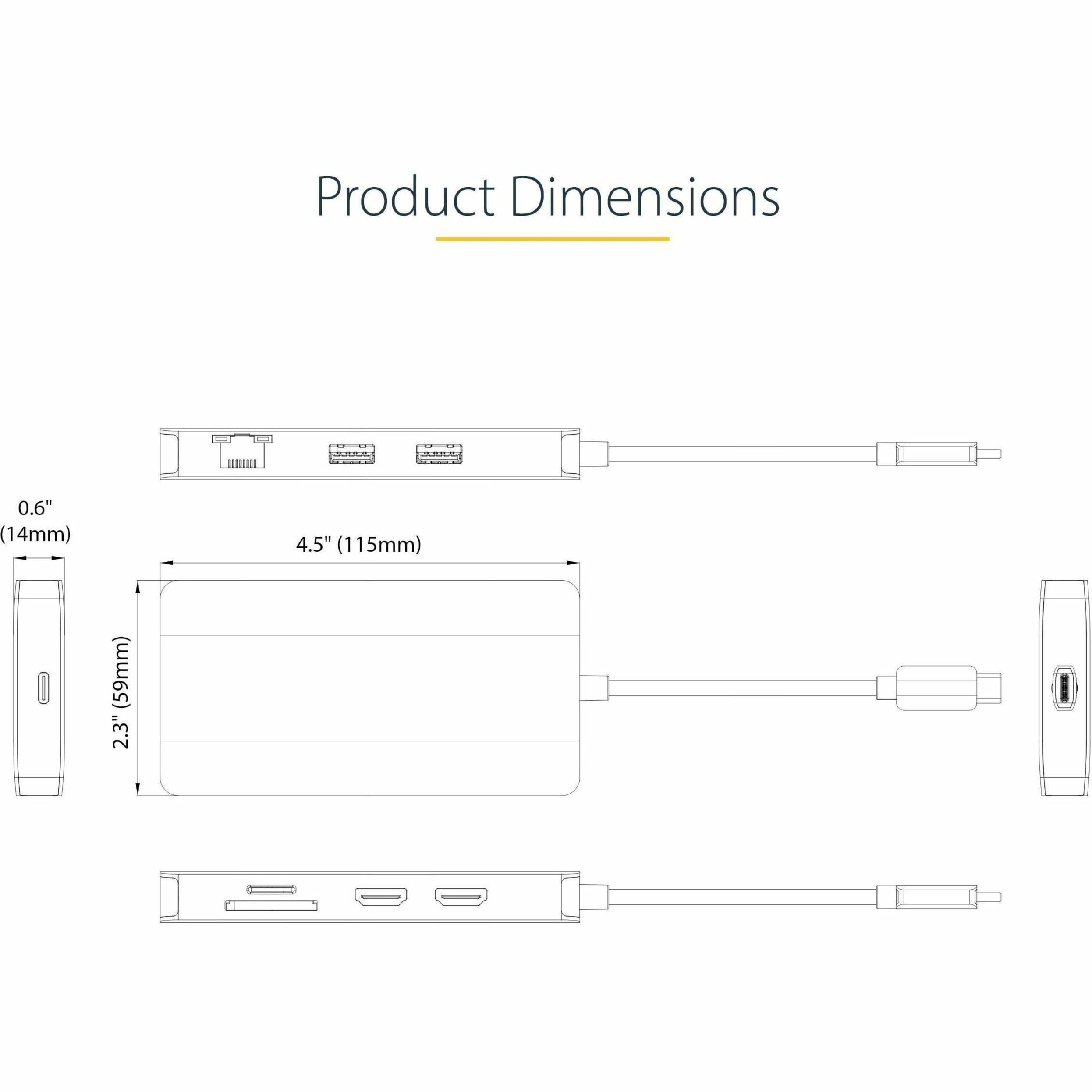 USB C Multiport Adapter Dual 4K HDMI PD