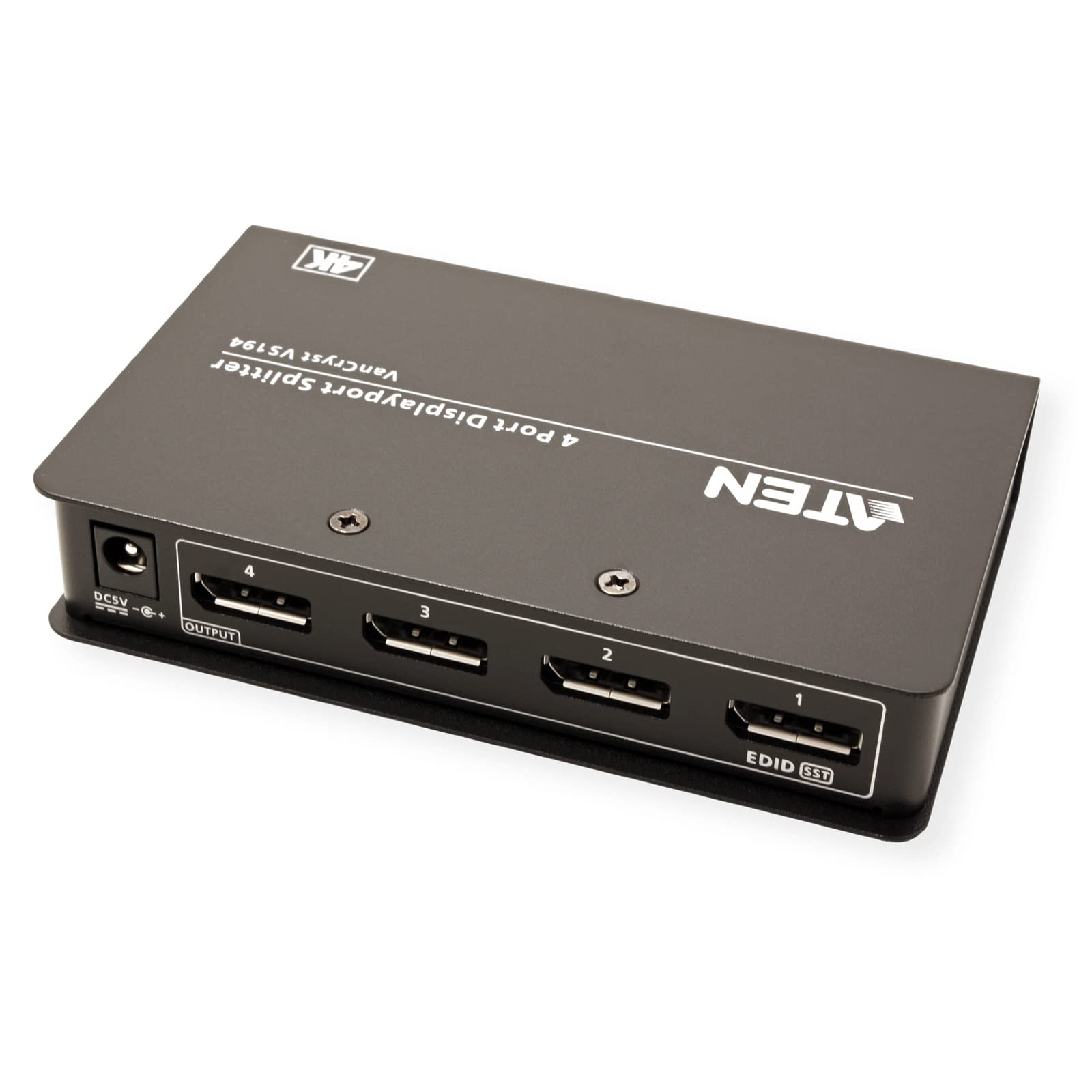 Répartiteur DisplayPort True 4K a 4 ports - DisplayPort - 4x DisplayPort - 4096 x 2160 pixels - Noir - Métal - 4K Ultra HD