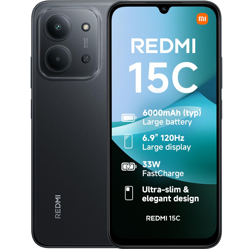 Xiaomi Redmi 15C 4G (6.9''- NFC - 256 Go, 4 Go RAM) Noir