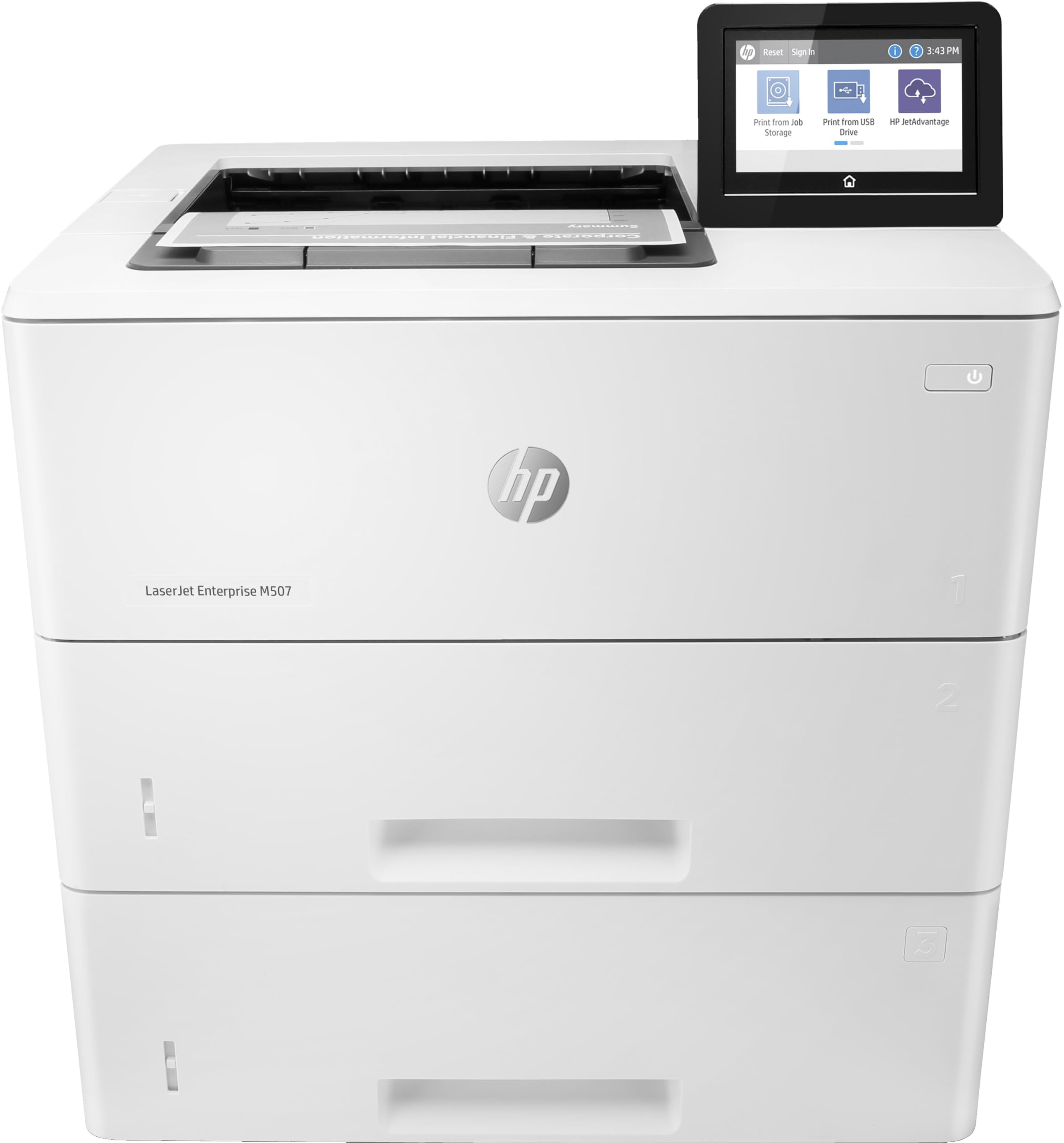 HP LaserJet Enterprise M507x Printer Mono Duplex laser A4 1200x1200dpi 43ppm 1200sheets USB LAN Wi-Fi Bluetooth LE